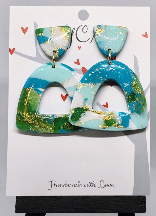 Blue & White Polymer Clay Earrings