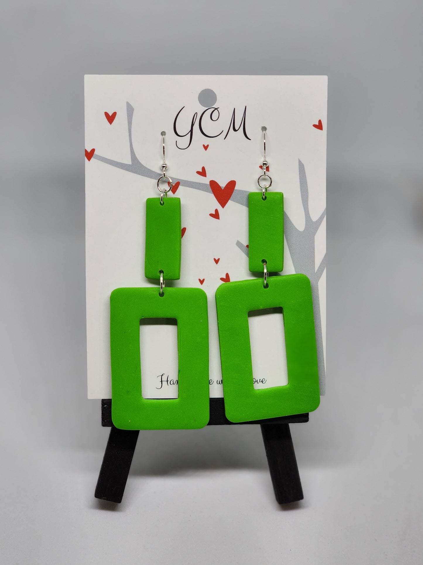 Lime Green Polymer Clay Earrings Large