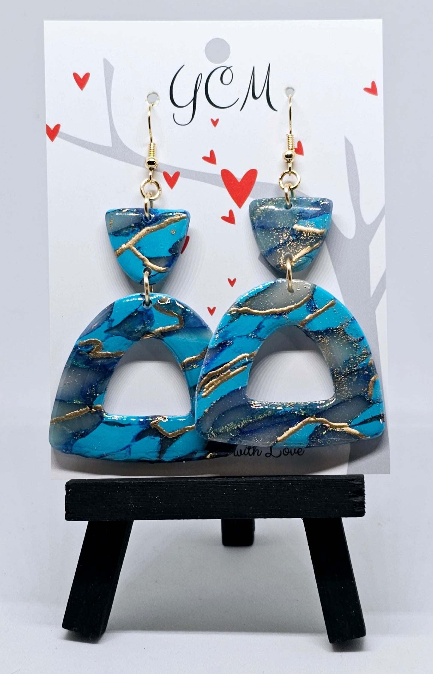 Blue Polymer Clay Earrings